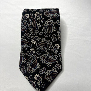 American Edition 100% Polyester Black Red‎ Paisley Mens Tie Retro Career Wear